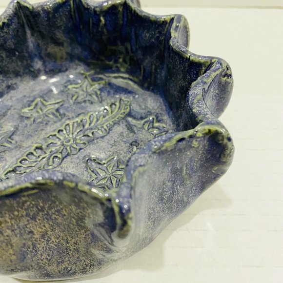 Handmade Pottery Trinket Dish Bowl Blue - Picture 6 of 6